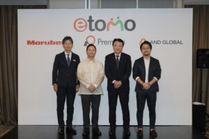 (From the left) Taro Kawabe (Executive Officer, COO, Finance, Leasing, and Real Estate Business Division of Marubeni), Katsuhiko Madono (President & CEO of AFC), Yohichi Shibata (President & CEO of Premium Group),Khos-Erdene Baatarkthuu (CEO of AND Global)